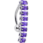 Purple CZ Gem Band of Beauty Top Mount Belly Ring