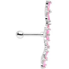 16G 1/4 Pink CZ Gem Tri Flower Cartilage