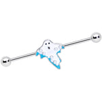14G White Orb Ghost Halloween Industrial Barbell 38mm