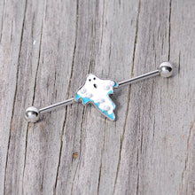 14G White Orb Ghost Halloween Industrial Barbell 38mm