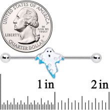 14G White Orb Ghost Halloween Industrial Barbell 38mm