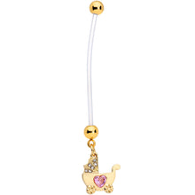 Clear Pink Gem Baby Carriage Dangle Pregnancy Belly Ring