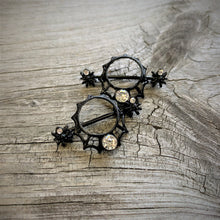 14G 24mm Clear Gem Spider Web Halloween Nipple Shield Set