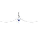 Blue Gem Tropic Flower Dangle Belly Ring Belly Chain