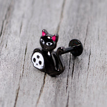 16G 5/16 Black Cat Skull Halloween Labret Monore Tragus
