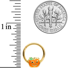 16G 3/8 Gold Tone Pumpkin Halloween Hinged Segment Ring