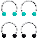 16G 3/8 Black Teal Matte Horseshoe Circular Barbell Set of 4