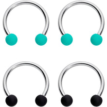 16G 3/8 Black Teal Matte Horseshoe Circular Barbell Set of 4