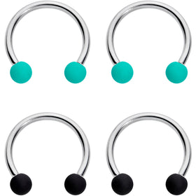 16G 3/8 Black Teal Matte Horseshoe Circular Barbell Set of 4