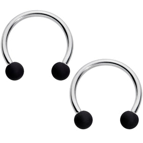 16G 3/8 Black Teal Matte Horseshoe Circular Barbell Set of 4