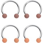 16G 3/8 Brown Tan Matte Horseshoe Circular Barbell Set of 4