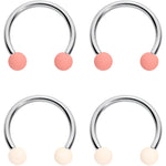 16G 3/8 Peaches Cream Matte Horseshoe Circular Barbell Set of 4