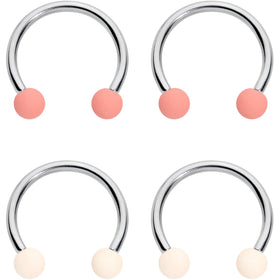 16G 3/8 Peaches Cream Matte Horseshoe Circular Barbell Set of 4