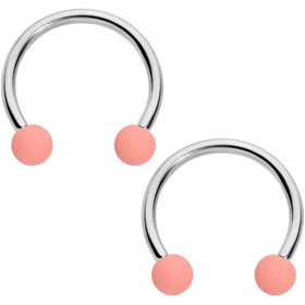 16G 3/8 Peaches Cream Matte Horseshoe Circular Barbell Set of 4