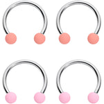 16G 3/8 Pink Peach Matte Horseshoe Circular Barbell Set of 4