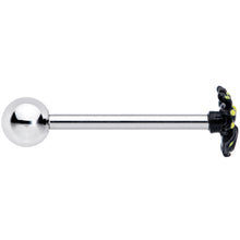 Black Yellow Spooky Spider Halloween Barbell Tongue Ring