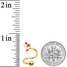 14G 3/8 Gold Tone Candy Cane Christmas Spiral Twister Belly Ring