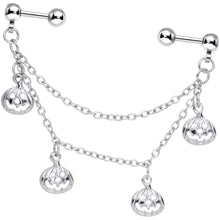 16G 1/4 Aurora Gem Pumpkin Halloween Cartilage Chain Earring