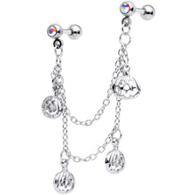 16G 1/4 Aurora Gem Pumpkin Halloween Cartilage Chain Earring