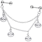 16G 1/4 Clear Gem Pumpkin Halloween Cartilage Chain Earring