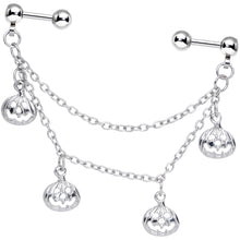 16G 1/4 Clear Gem Pumpkin Halloween Cartilage Chain Earring