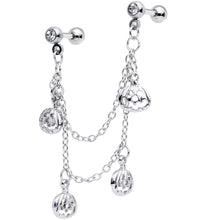 16G 1/4 Clear Gem Pumpkin Halloween Cartilage Chain Earring