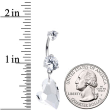 Clear Gem Stylized Heart Dangle Belly Ring