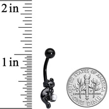 White Orb Black Cat Black Halloween Belly Ring
