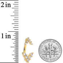 Clear CZ Gem Gold Tone Twin Arrow Double Mount Belly Ring