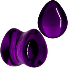 Solid Purple Glass Teardrop Plug Set