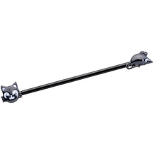 14G Black Cat Mouse Halloween Industrial Barbell 38mm