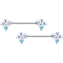14G 9/16 Clear Gem White Ghost Halloween Barbell Nipple Ring Set