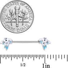 14G 9/16 Clear Gem White Ghost Halloween Barbell Nipple Ring Set