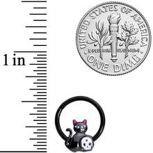 16G 3/8 Black Cat Skull Halloween Hinged Segment Ring