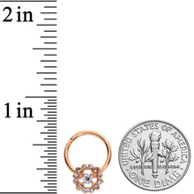 16G  3/8 Clear Gem Rose Gold Tone Wreath Hinged Segment Ring