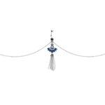 Clear Black Blue Gem Tropic Fan Dangle Belly Ring Belly Chain
