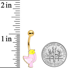 Gold Tone Pink Yellow Chick Bird Belly Ring