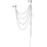 16G 1/4 Clear Gem Multiple Dangle Cartilage Chain Earring