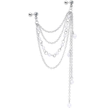 16G 1/4 Clear Gem Multiple Dangle Cartilage Chain Earring