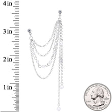 16G 1/4 Clear Gem Multiple Dangle Cartilage Chain Earring