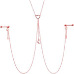 14G 5/8 Aurora Gem Rose Gold Hue Star Moon Nipple Chain Necklace