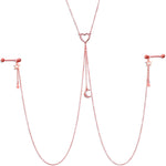 14G 5/8 Clear Gem Rose Gold Hue Star Moon Nipple Chain Necklace