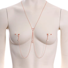 14G 5/8 Clear Gem Rose Gold Hue Star Moon Nipple Chain Necklace