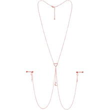 14G 5/8 Clear Gem Rose Gold Hue Star Moon Nipple Chain Necklace