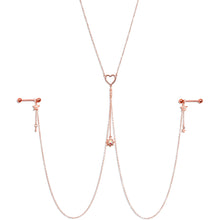 14G 5/8 Aurora Gem Rose Gold Hue Star Sun Nipple Chain Necklace