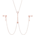 14G 5/8 Clear Gem Rose Gold Hue Star Sun Nipple Chain Necklace