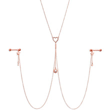 14G 5/8 Clear Gem Rose Gold Hue Star Sun Nipple Chain Necklace