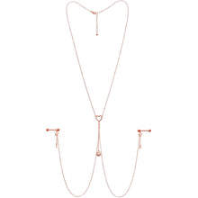 14G 5/8 Clear Gem Rose Gold Hue Star Sun Nipple Chain Necklace