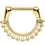 16G 5/16 Gold Tone Textured Frill Septum Clicker