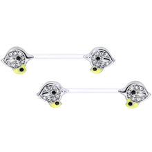 14G 9/16 Clear Gem Clear Bioplast Mom Bird Barbell Nipple Ring Set